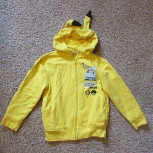Pokemon Pikachu Youth Small Yellow Black Full Zip Hoodie With Ears Jacket